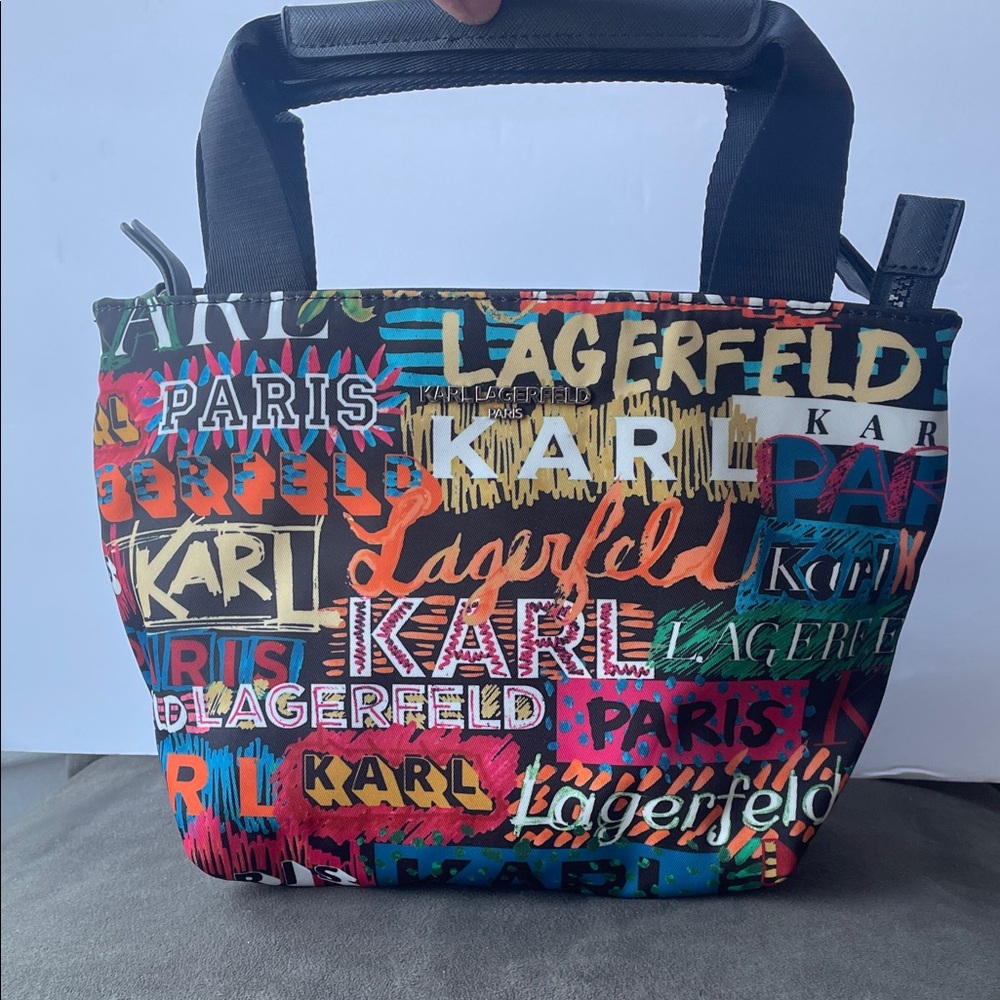 Karl Lagerfeld Colorful Graffiti Logo Print Mini Tote EUC
